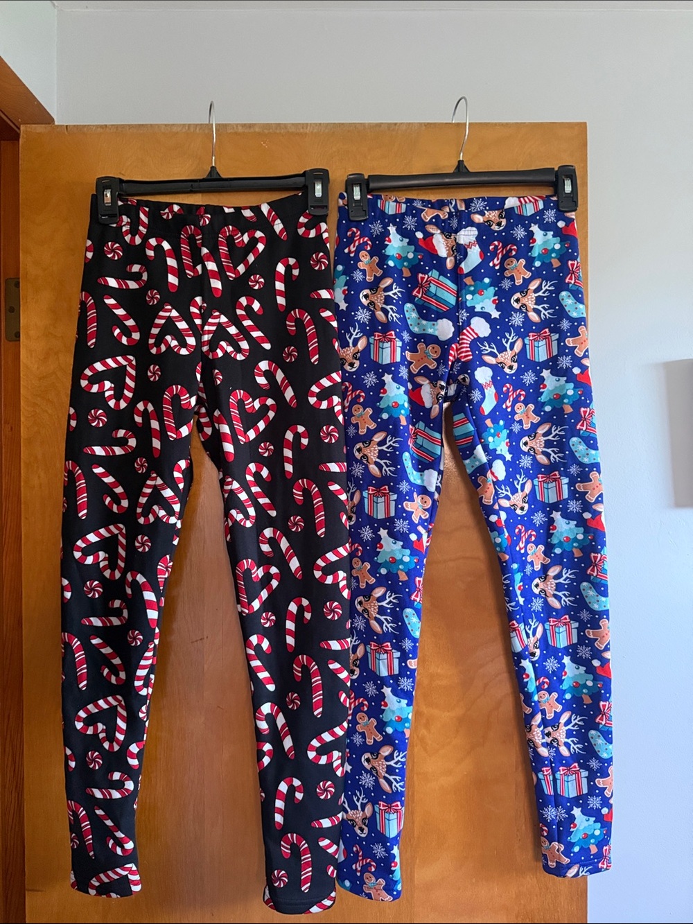 2 Pair Fleece Lined Christmas Leggings Bundle - Women’s Small